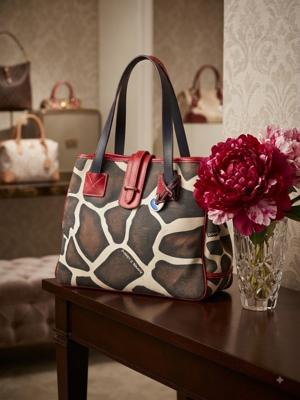 Dooney & Bourke Serengeti Collection giraffe-print canvas tote